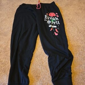 Black Womens Joggers with Rose Print